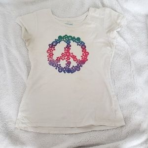 White Rainbow Peace Sign Shirt size L